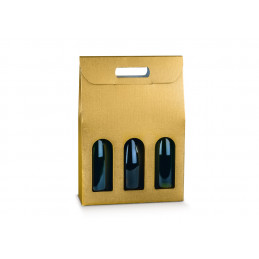 Scatola 3 Bottiglie Champagne 300x100x385 Fibra Oro