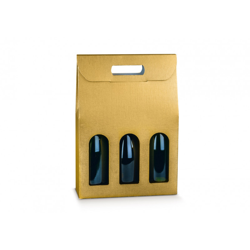 Scatola 3 Bottiglie Champagne 300x100x385 Fibra Oro